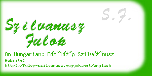 szilvanusz fulop business card